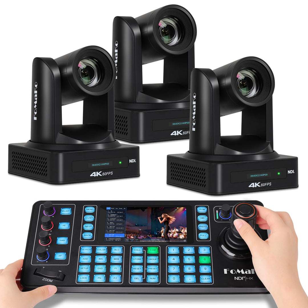 FoMaKo 3 * 4K 60fps NDI HX3 PTZ Kamera+ NDI PTZ Controller, 4K 60FPS NDI HX3 PTZ Kamera, KI-Auto-Tra