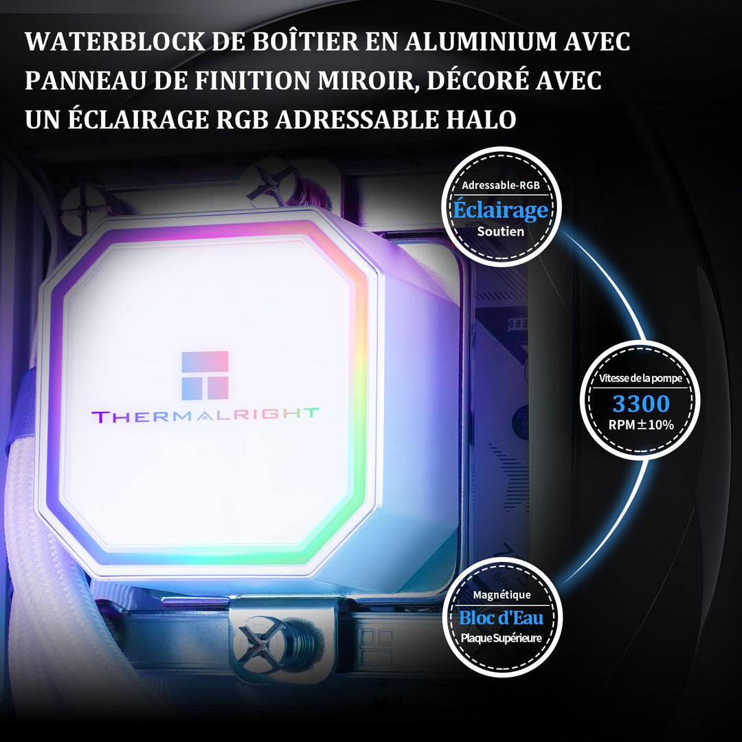 Thermalright Frozen Prism360 WHITE ARGB CPU-Flüssigkeitskühler,Effiziente PWM-gesteuerte Pumpe 3300R