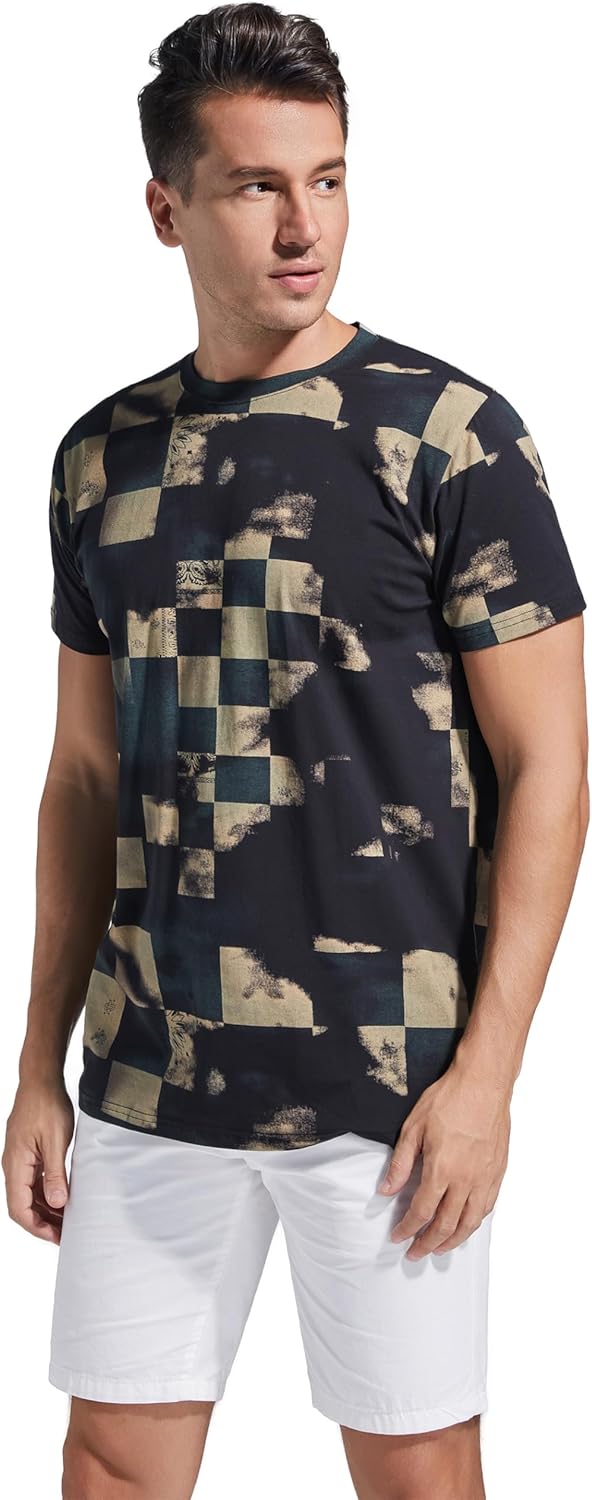 RONOMO Herren Mode Krawatte Dye T-Shirt Casual Print T-Shirt Graffiti T-Shirt S Cgz Green, S Cgz Gre