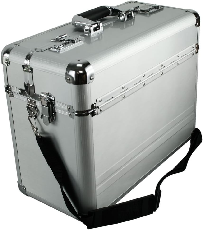 Pilotenkoffer Silber Matt aus Aluminium, Businesskoffer mit Trageriemen Schultergurt + verstärkte Ec