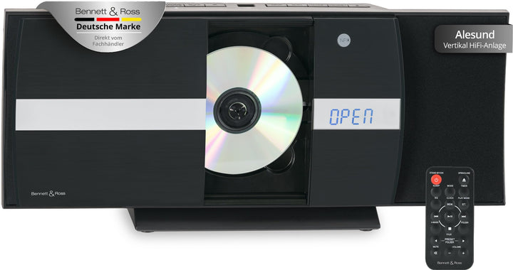 Bennett & Ross Ålesund Vertikal Stereoanlage - HiFi Microanlage mit CD-Player, MP3, UKW-Funktion, US