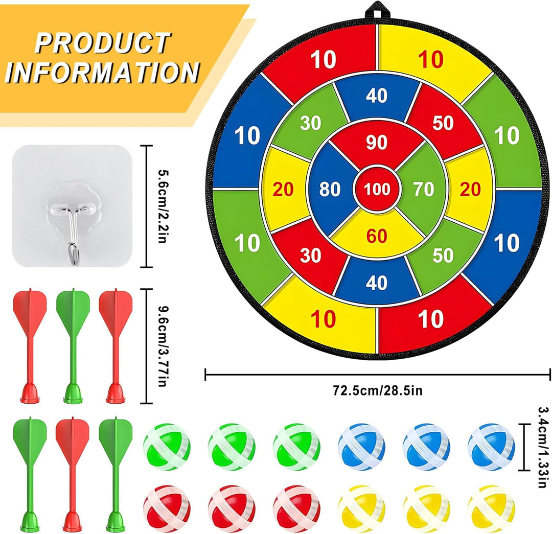29" Dartscheibe Kinder,Doppelseitige Wurfspiel Kinder Spielzeug,Dartspiel Mit 12 Klettball & 6 Klett