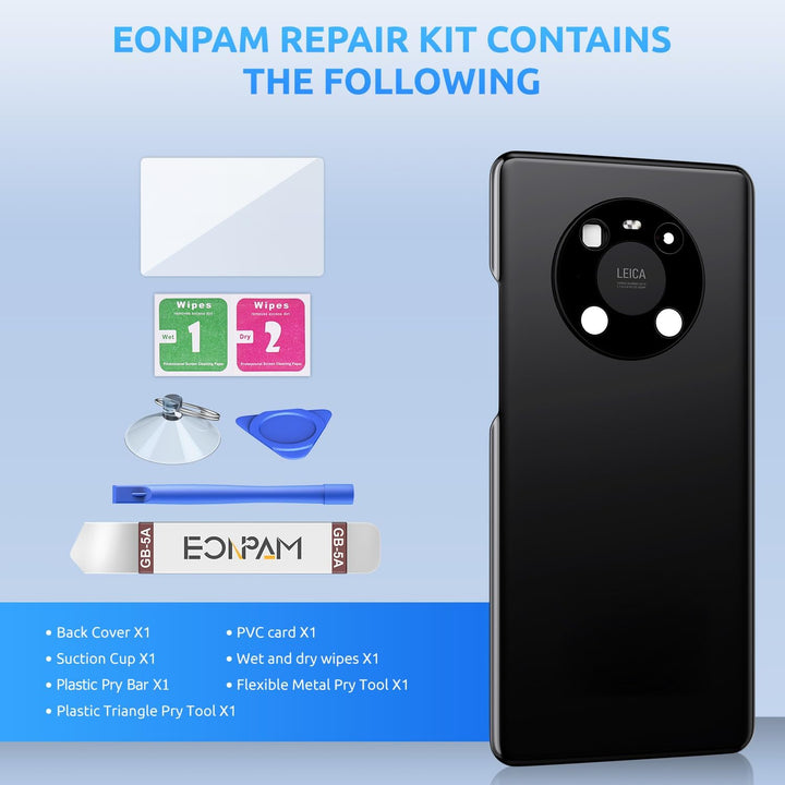 Eonpam Akkudeckel für Huawei Mate 40 Pro Rückseite Glas Original Backcover Back Glas Ersatz Reparatu