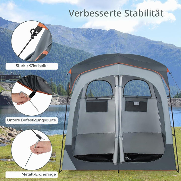 HOMASIS Duschzelt für 2 Personen, tragbares Umkleidezelt für Camping, Toilettenzelt mit Aufbewahrung