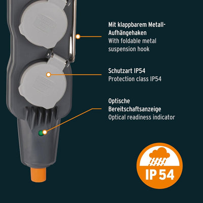 Brennenstuhl professionalLINE Powerblock/Verteilersteckdose 4-Fach (Baustelleneinsatz und ständiger