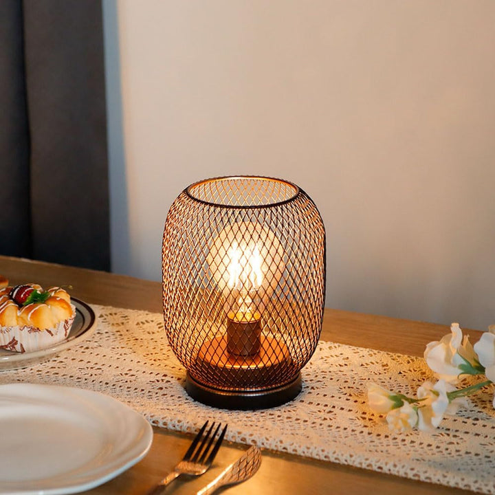 TRIROCKS Set Von 2 Batteriebetriebene Tischlampe Metallkäfig Kabellose Laterne Mit LED Birne Oval Vi