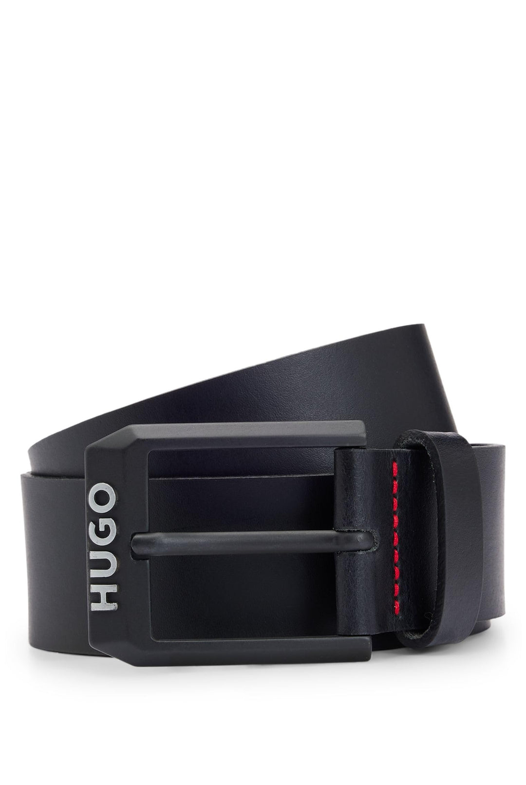 HUGO Herren Gelio-B Sz40 Ledergürtel mit mattschwarzer Logo-Schliesse 110 Black 001, 110 Black 001