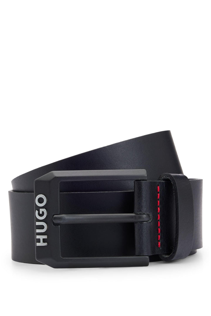 HUGO Herren Gelio-B Sz40 Ledergürtel mit mattschwarzer Logo-Schliesse 110 Black 001, 110 Black 001