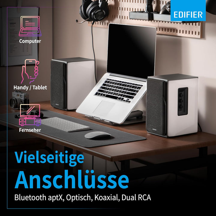 EDIFIER Studio R1380DB 2.0 Regallautsprecher-System (42 Watt) mit Bluetooth 5.1 (aptX). Infrarot-Fer