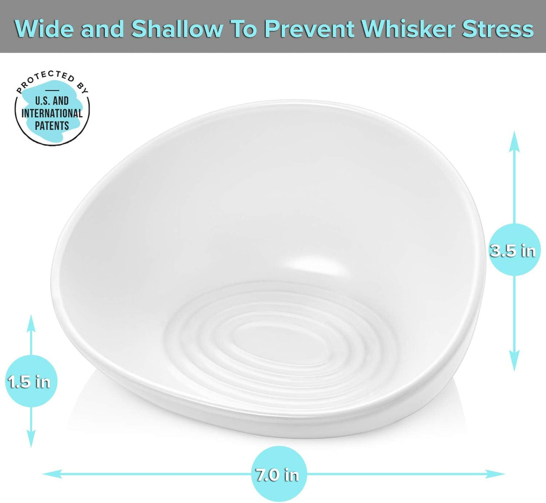 CatGuru Ceramic Cat Food Bowl High-Low Weiss, High-Low Weiss