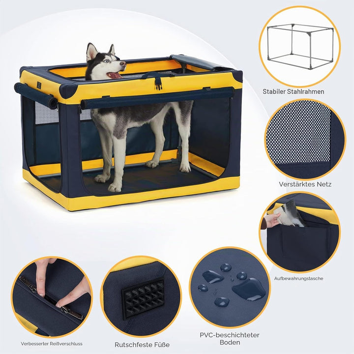 A 4 Pet Hundebox faltbar grosse Hunde, Hundebox für zuhause tragebar Hundetransportbox Transportbox