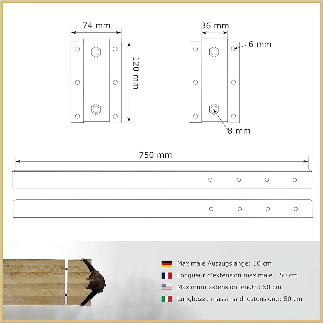 Magnetic Mobel Tischplattenverlängerung für Ansteckplatte stabile Erweiterungsplatte Metall Steckarm