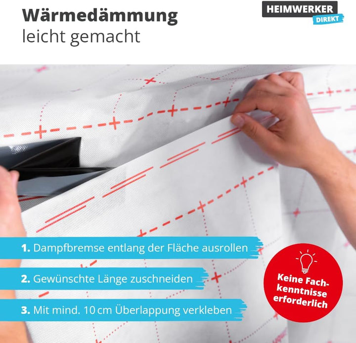 Dampfbremse/Dampfsperre 1,5 m x 50 m rücktrocknend, universelle feuchteregulierend - für eine luftdi