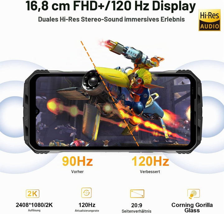 DOOGEE VMAX 5G Outdoor Handy ohne Vertrag, 20GB+256GB Dimensity 1080, 22000mAh Grosser Akku, 108MP K