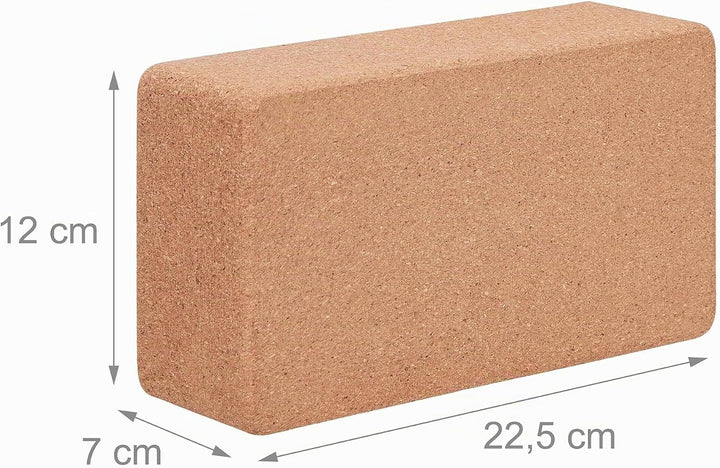 Relaxdays Yogablock, 2er Set, Yogaklötze aus Kork, für Yogaübungen, HBT: 12 x 22,5 x 7 cm, rutschfes