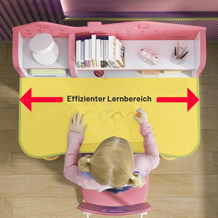 Höhenverstellbarer Kinder-Schreibtisch und Stuhl-Set, Stabiler Schreibtischstuhl Kinder ab 6 Jahren