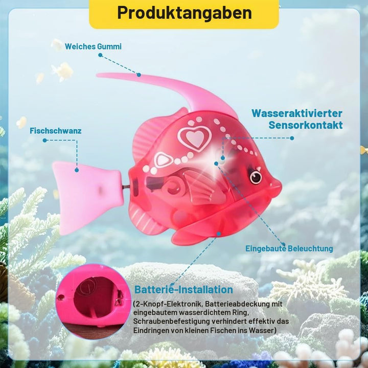 6 Stück Robo Fisch Katze Spielzeug, Elektronischer Haustier Fisch, RoboterFisch mit Leuchtende, Batt