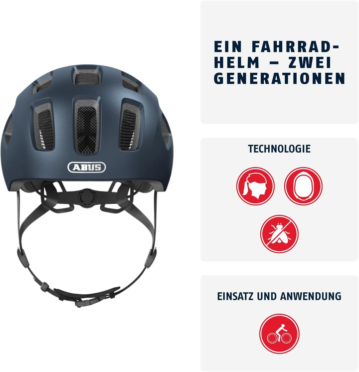 ABUS Fahrradhelm Youn-I 2.0 - mit Licht für Kinder, Jugendliche und junge Erwachsene - für Mädels un