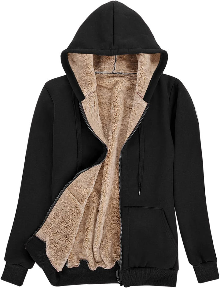 Niwicee Damen Kapuzenpullover mit Reissverschluss Winter Plus Fleecepullover Langarm Kapuzenjacke Sw