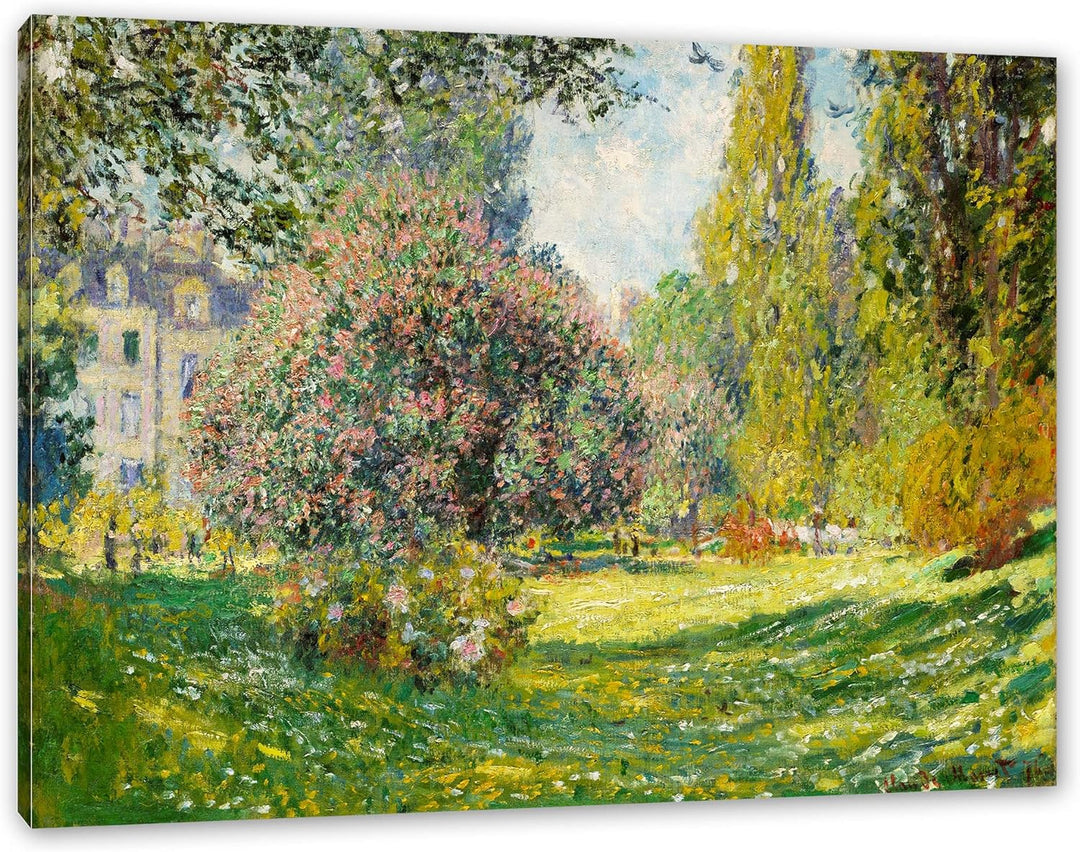 Claude Monet - Landschaft am Park Monceau als Leinwandbild / Grösse: 100x70 cm / Wandbild / Kunstdru