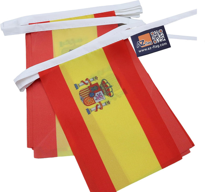 AZ FLAG FAHNENKETTE Spanien 12 Meter mit 20 flaggen 45x30cm- SPANISCHE Girlande Flaggenkette 30 x 45