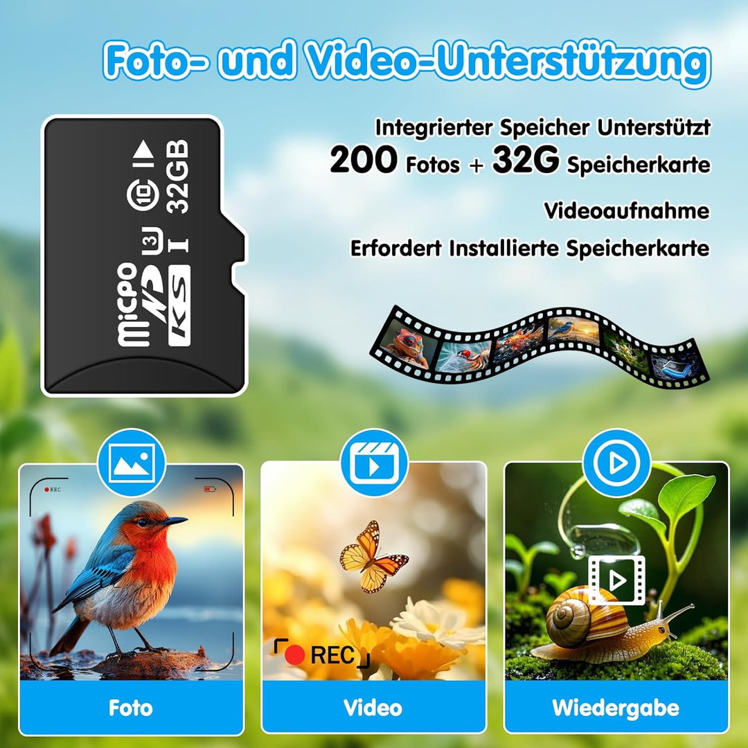 2-in-1 Digitales Mikroskop für Kinder und Teleskop, Tragbares Taschenmikroskop mit 32GB Speicherkart