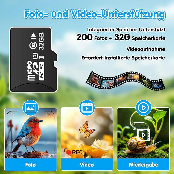 2-in-1 Digitales Mikroskop für Kinder und Teleskop, Tragbares Taschenmikroskop mit 32GB Speicherkart