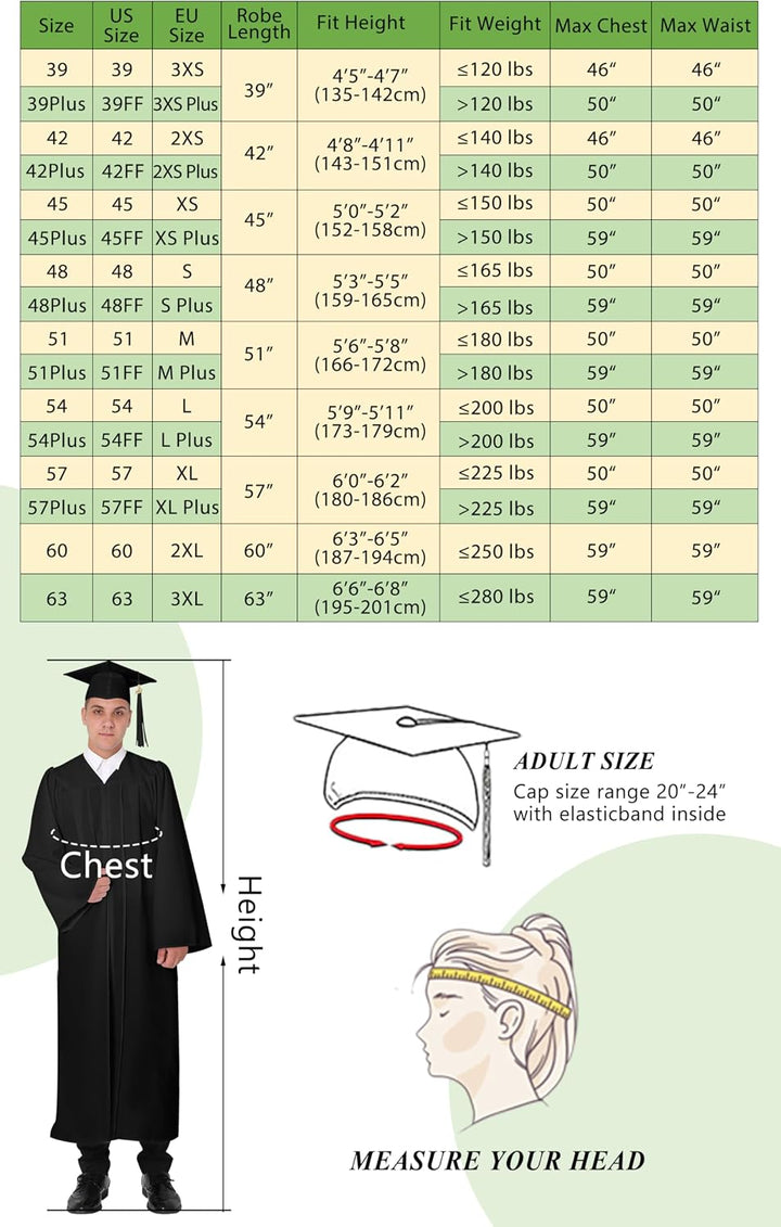 GraduationMall Abschluss Talar Doktorhut 2026 Abschlussoutfit für Abitur,Bachelor,Master,Akademische
