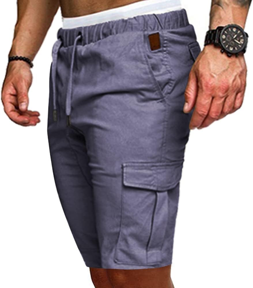 Herren Shorts Sommer Chino Jeans Kurze Hosen Stretch Jogger Cargo Shorts Slim-Fit S 175grau, S 175gr