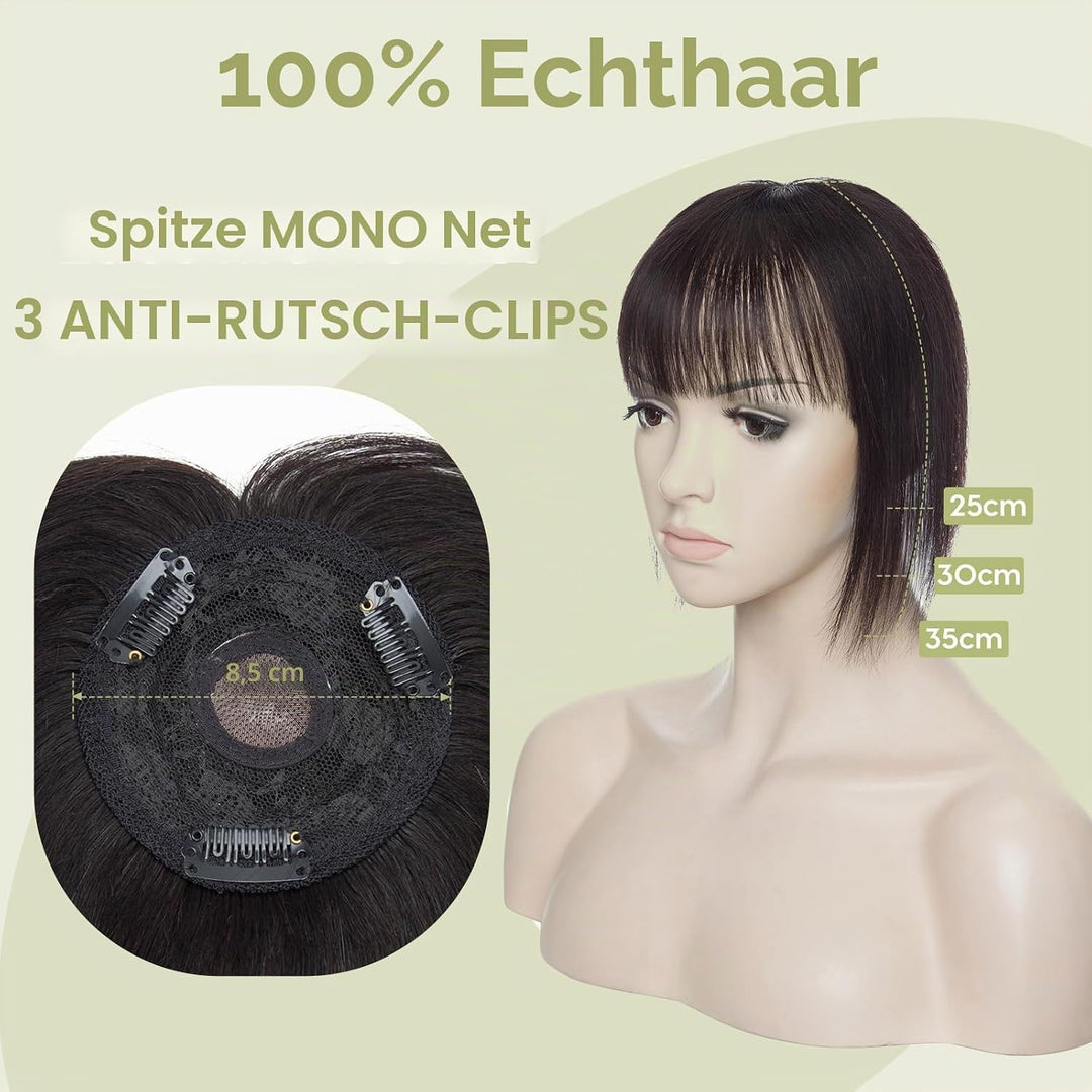 S-noilite Topper für Frauen Echthaar mit Pony 150% Dichte Toupet Haarteil Echthaar Damen Haarverdich