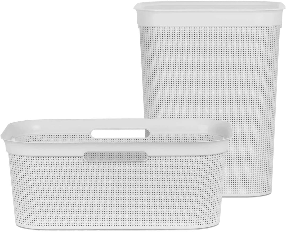 Rotho Brisen Wäscheset 2tlg. 50l, 41l, Kunststoff (PP) BPA-frei, weiss, 50l, 41l, Weiss