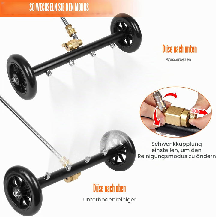 YUET 2-in-1 Hochdruckreiniger Unterfahrenreiniger Wasserbesen 40cm Oberflächenreiniger 16 Zoll Power