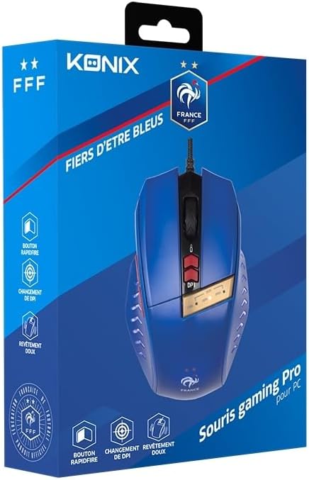 Konix FFF Gaming-Maus für PC - LED-DPI-Anzeige - Fensterwechsel-Taste - USB-Verbindung - 1,8 m Kabel