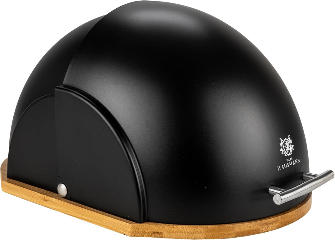 Brotkasten mit Schwarz Deckel - Brotbox Küche mit Bambus Boden - Bread Box - Brotkästen Holz - Brotk