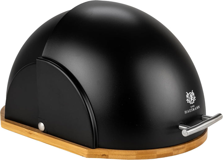 Brotkasten mit Schwarz Deckel - Brotbox Küche mit Bambus Boden - Bread Box - Brotkästen Holz - Brotk