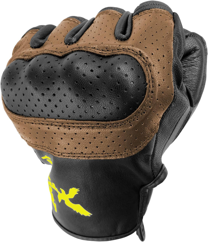 TacFirst AMALFITANA Motorrad Handschuhe Sommer aus Leder, Retro, Vintage Lederhandschuhe Damen, Herr