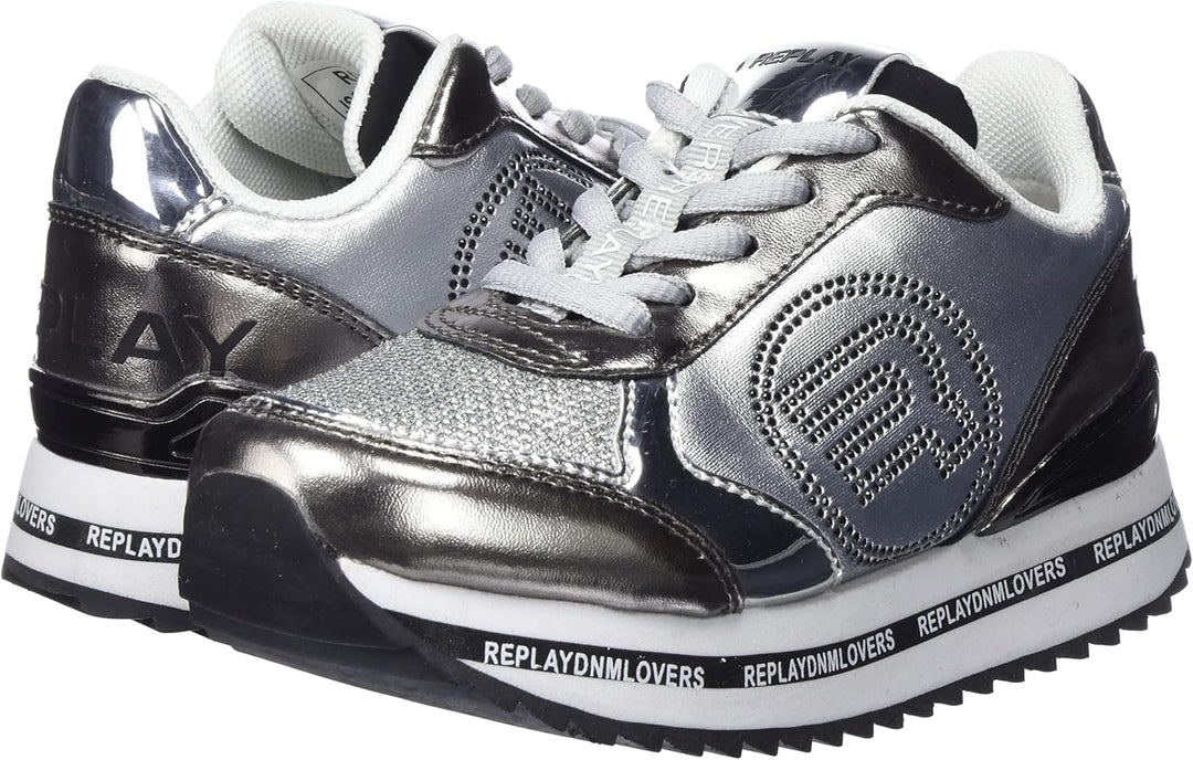 Replay Mädchen Penny Jr Sneaker 32 EU 051silver Black, 32 EU 051silver Black