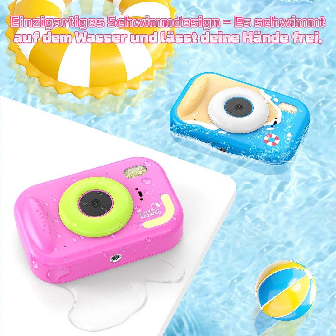 CHAKEYAKE Unterwasserkamera, IP67 1080P 10m Kinderkamera wasserdichte mit 32GB Karte, 2,4" Bildschir