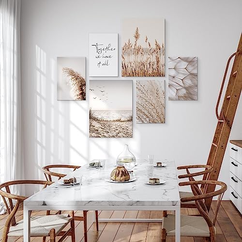 Muralo - Wandbilder Set - Leinwand Bilder Set Aufhängefertig in Boho Stil - das Leinwandbilder Set -