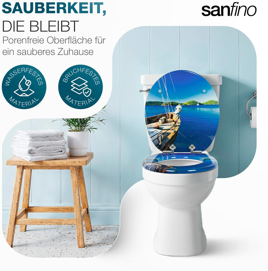 Premium WC Sitz mit Absenkautomatik – hochwertige Toilettendeckel aus Holz, viele bunte Motive, hohe