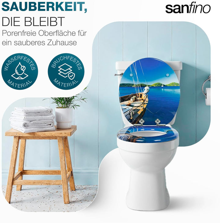 Premium WC Sitz mit Absenkautomatik – hochwertige Toilettendeckel aus Holz, viele bunte Motive, hohe