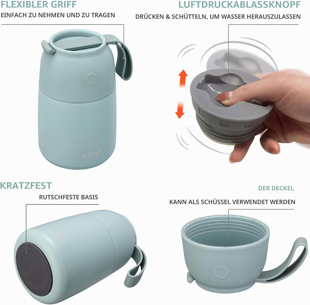 Thermobehälter für Essen 500ml Edelstahl Isolierbehälter Gefäss für warme Speissen, Essen, Suppe, Is