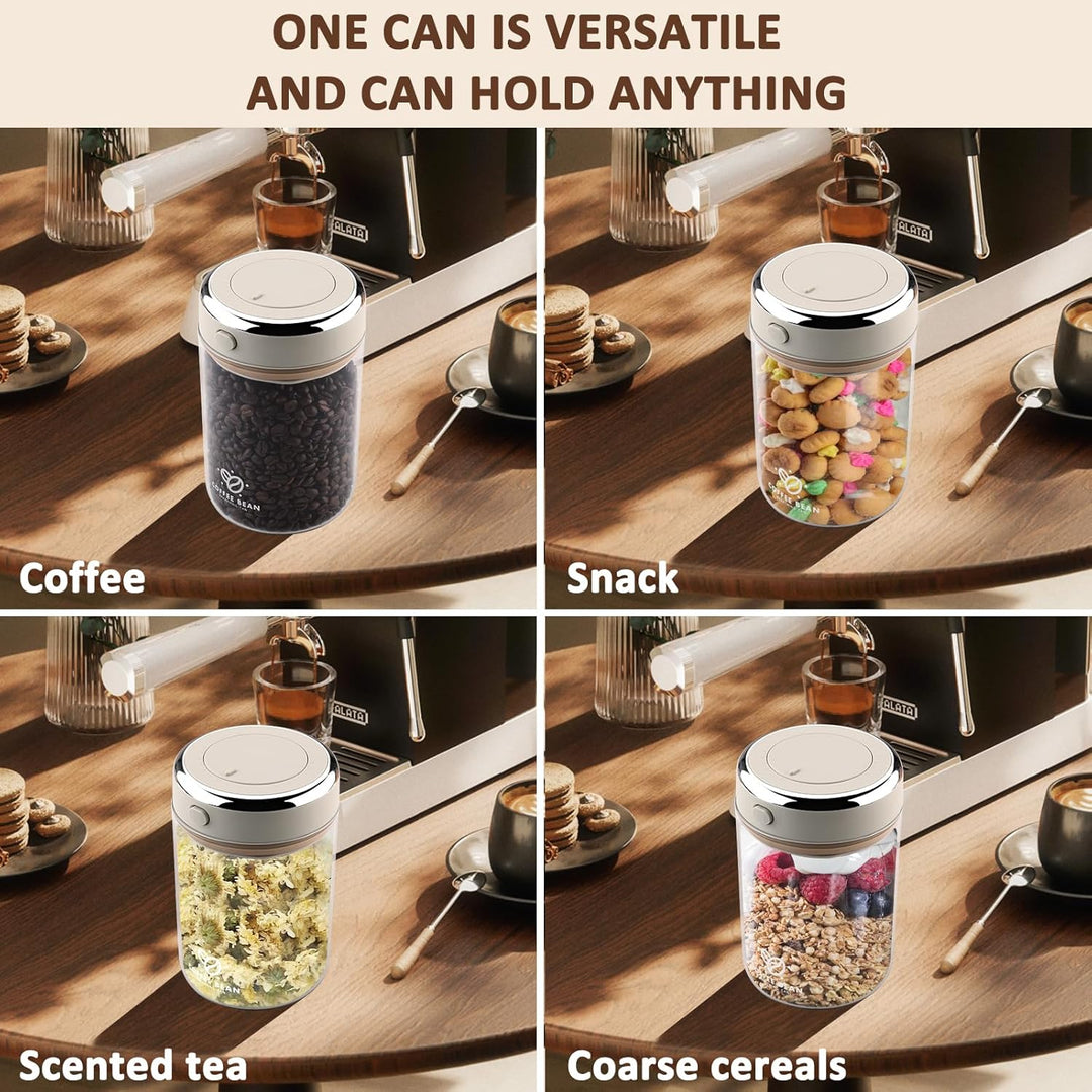 Kaffeedose Luftdicht, 1100ml Vakuum Kaffeebehälter aus Hochwertigem Glas für Kaffeebohnen, Pulver, T