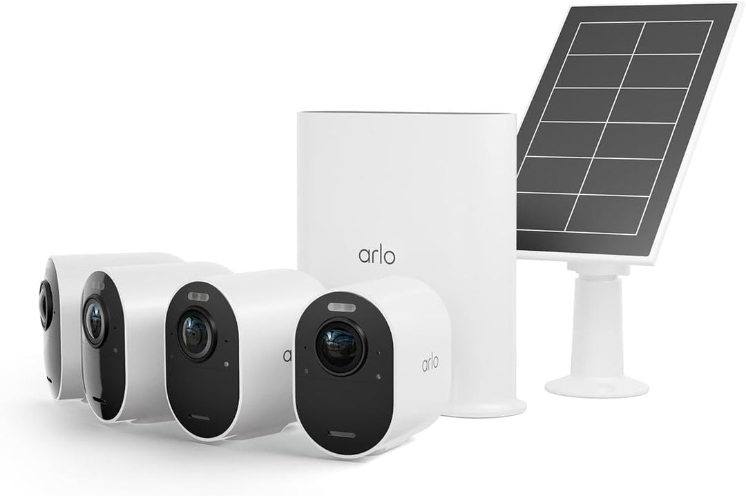 Arlo Ultra2 Überwachungskamera aussen und GRATIS Solarpanel, 4er Set - weiss, Testzeitraum für Arlo