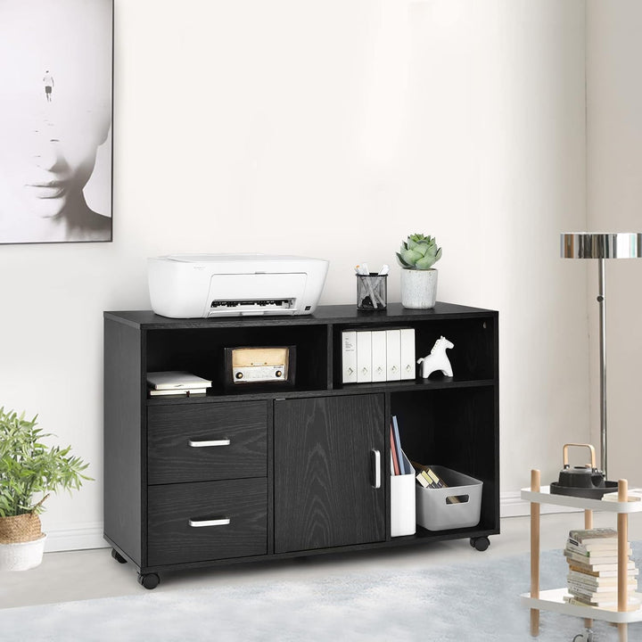 GIANTEX Aktenschrank auf Rollen, Rollcontainer mit Schubladen, mobiler Druckerständer für Home-Offic