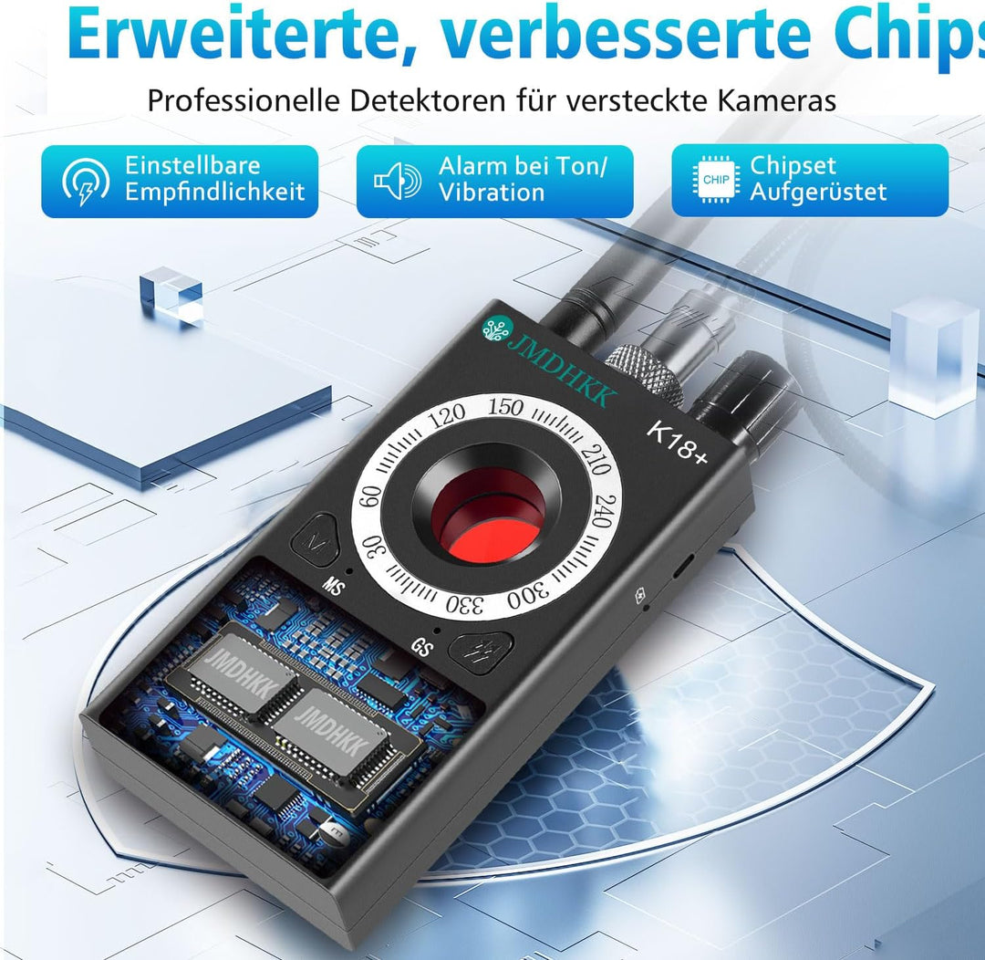 JMDHKK K18+ Versteckter Kamera Spionagekamera-Finder, Wanzendetektor, Magnetfeld-Detektor, Abhörgerä