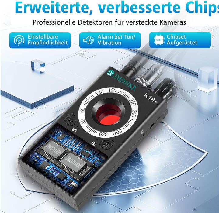 JMDHKK K18+ Versteckter Kamera Spionagekamera-Finder, Wanzendetektor, Magnetfeld-Detektor, Abhörgerä