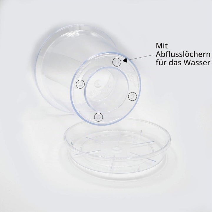 Kalapanta 5 transparente Plastiktöpfe für Orchideen mit Entwässerungslöchern und 5 Untersetzers (5,