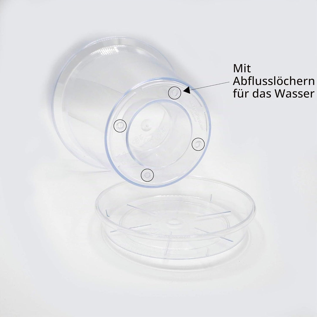 Kalapanta 3 transparente Plastiktöpfe für Orchideen mit Entwässerungslöchern und 3 Untersetzers (3,