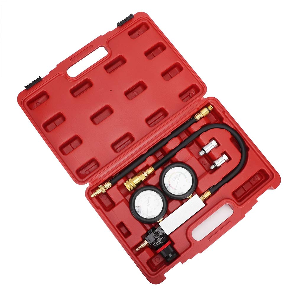 Suuonee Cylinder Leak Tester, Cylinder Leak Tester Doppelmanometer Kompressionsleckdetektor Kit 0-7b